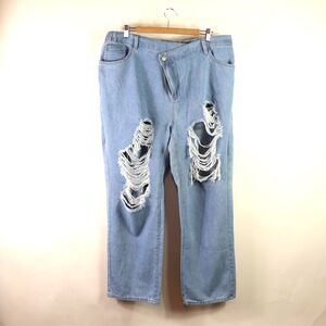 Shein Curve Distressed Wide Leg Jeans size 3XL